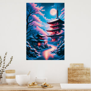 Sneeuw- en Bloesemtempel (Yukizakura no Tera) Poster