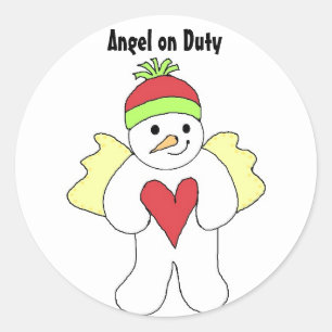 Sneeuw engel in functie ronde sticker