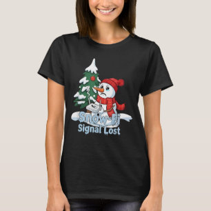 Sneeuw-Fi Signaal Verloren Grappige Sneeuwman Kers T-shirt