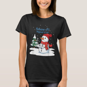 Sneeuw-Fi Signaal Verloren Grappige Sneeuwman Kers T-shirt