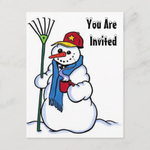 SNEEUW FUN WINTER BIRTHDAY PARTY INVITATION SNOWMA KAART