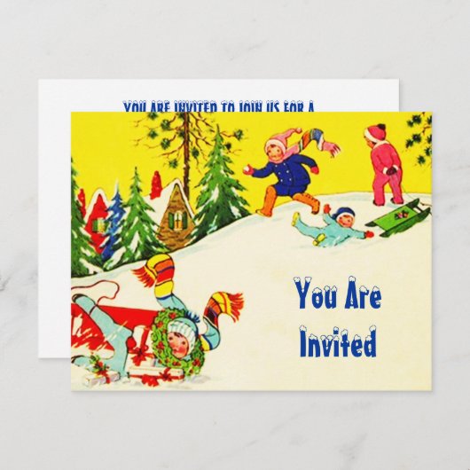 SNEEUW FUN WINTER BIRTHDAY PARTY INVITATION SNOWMA KAART (Voorkant / Achterkant)