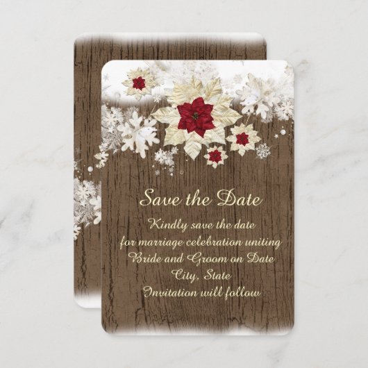Sneeuw Hout Kerstmis Bewaar de datum Save The Date (Voorkant / Achterkant)