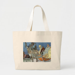 Sneeuw IJskoningin Russisch Prinses Rendier Grote Tote Bag