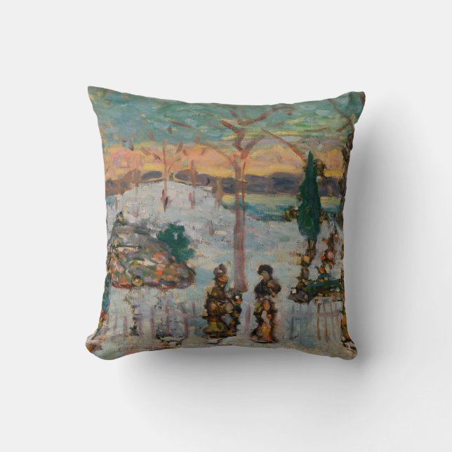 Sneeuw in april van Maurice Prendergast, Vintage A Kussen (Voorkant)