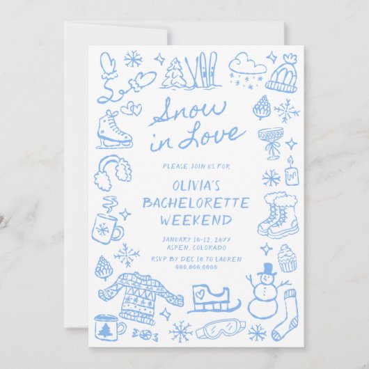 Sneeuw in de liefde Hand getrokken Winter Bachelor Kaart (Voorkant)