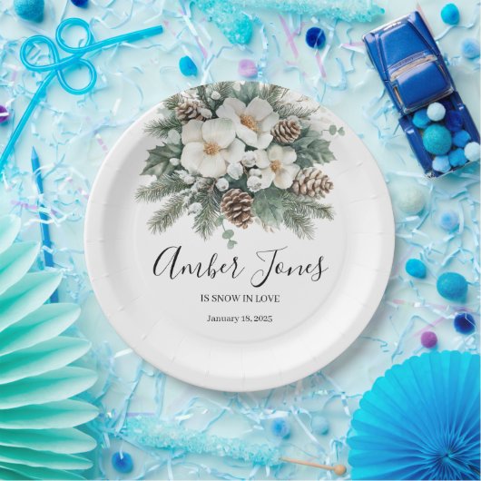 Sneeuw in de winter Bridal Shower Papieren Bordje (Feest)