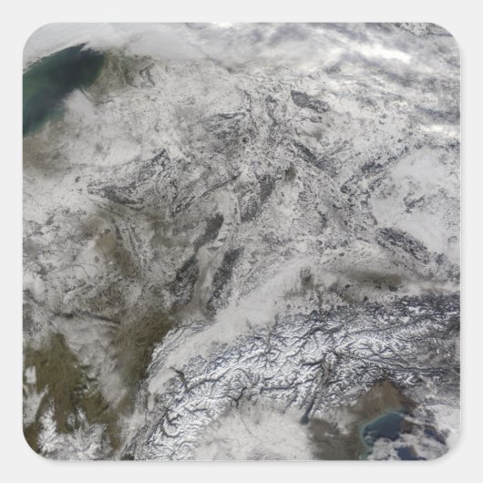 Sneeuw in Europa Vierkante Sticker (Voorkant)