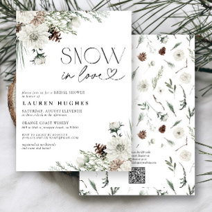 Sneeuw in Liefde Evergreen QR Bruids Douche uitnod Kaart