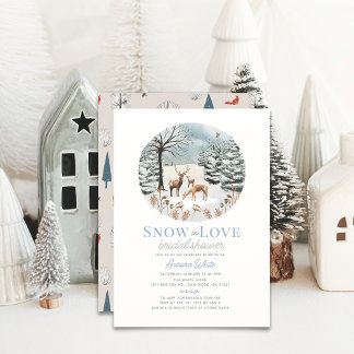 Sneeuw in Liefde Herten Familie Winterscape Vrijge Kaart