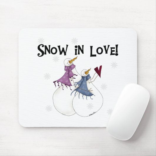 Sneeuw in Liefde Sneeuwman Kerst Feestdagen Muismat (Met muis)
