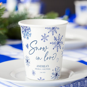Sneeuw in liefde sneeuwvlokken winter bruidsdouche papieren bekers