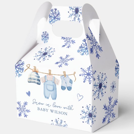 Sneeuw in liefde winter baby shower monogrammed bedankdoosjes (Achterkant)