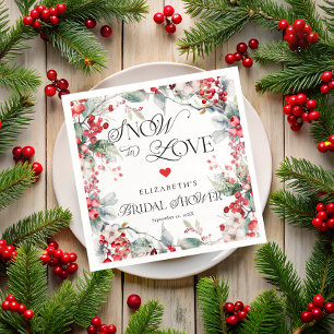 Sneeuw in liefde Winter Bloemen Botanische Bruidsd Servet