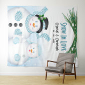 Sneeuw in liefde Winter Bruiloft Achtergrond Wandkleed (In Situ (horizontaal))