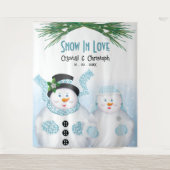 Sneeuw in liefde Winter Bruiloft Achtergrond Wandkleed (Voorkant)