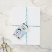 Sneeuw in liefde winter bruiloft cadeaulabel (Met Touw)