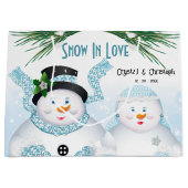 Sneeuw in liefde winter bruiloft groot cadeauzakje (Voorkant)