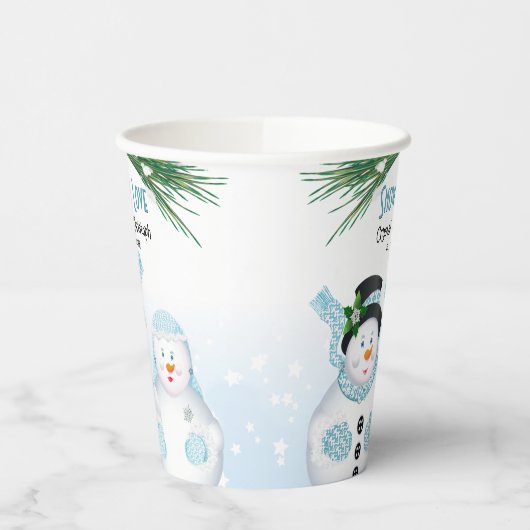 Sneeuw in liefde winter bruiloft papieren bekers (Links)