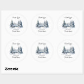Sneeuw in Liefde winter dennenbos Bridal Dank U Ronde Sticker (Vel)