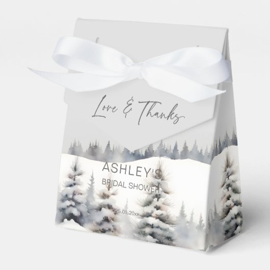 Sneeuw in liefde winter dennenbos vrijgezellenfees bedankdoosjes (Voorkant Zijde)
