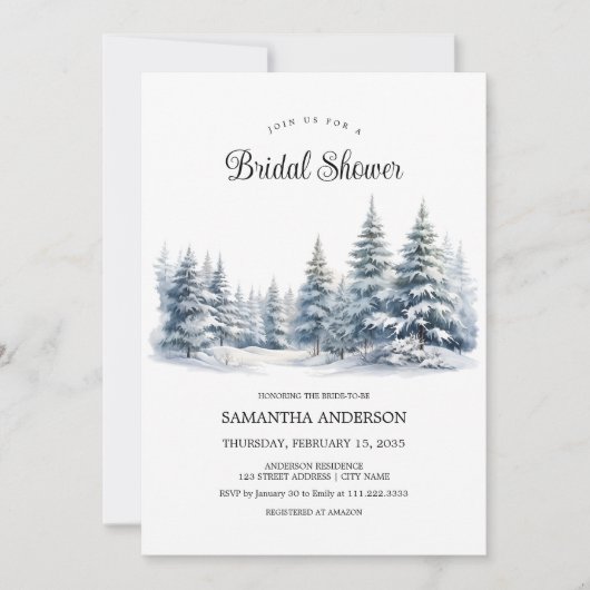 Sneeuw in Liefde winter dennenbos Vrijgezellenfees Kaart (Voorkant)