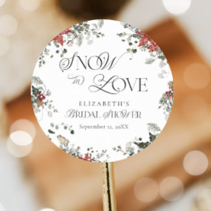 Sneeuw in liefde Winter Kerst Bruids douche Ronde Sticker