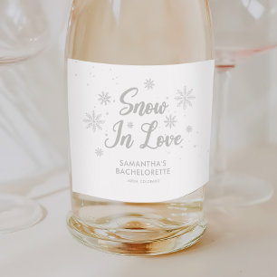 Sneeuw in liefde Winter Ski Bachelorette Sparkling Wijnetiket