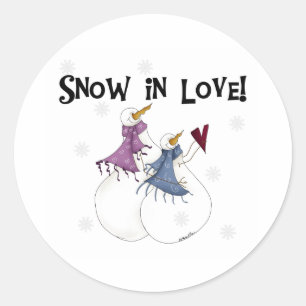 Sneeuw in Liefde Winter Sneeuwman Feestdagen Ronde Sticker