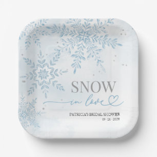 Sneeuw in liefde Winter Sneeuwvlok Bruidsdouche Papieren Bordje