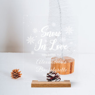 Sneeuw in liefde Winter vrijgezellenfeest Acryl Bord
