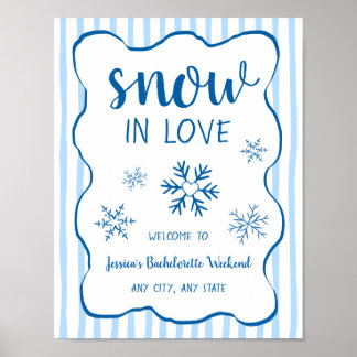Sneeuw in liefde winter vrijgezellenfeest welkomst poster