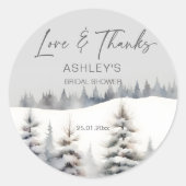 Sneeuw in liefde winterdennen vrijgezellenfeest gu ronde sticker (Voorkant)