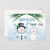 Sneeuw in liefde Winterhuwelijk Bedankkaart (Voorkant / Achterkant)