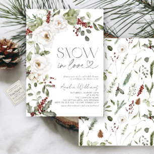 Sneeuw in Liefde Witte Bloemen Pine Winter Kaart