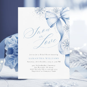 Sneeuw in Love Blue Bow Vrijgezellenfeest Kaart