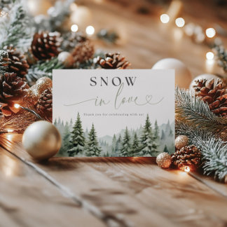 Sneeuw in Love Bruidsfeest Opgevouwen Dankkaart Bedankkaart
