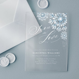 Sneeuw in Love Bruiloft Bridal Shower Acryl Uitnod Uitnodigingen