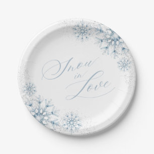 Sneeuw in Love Bruiloftsfeest Papieren Bordje