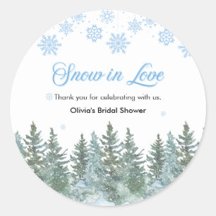 Sneeuw in Love Sneeuwvlokken Bruiloft Dank Je Ronde Sticker