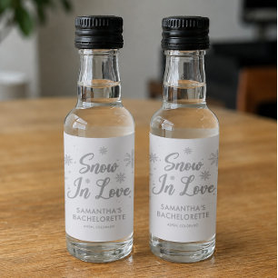 Sneeuw in love Winter Bachelorette Feestje Likeurfles Etiket