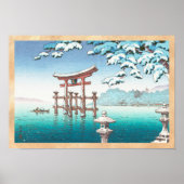 Sneeuw in Miyajima hanga winterlandschap Poster (Voorkant)