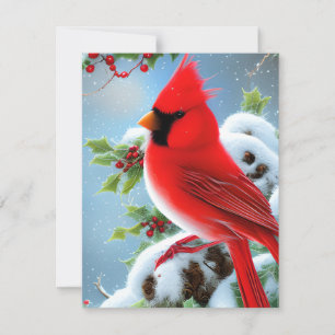 Sneeuw Kardinaalvogel Grafisch Notitiekaartje