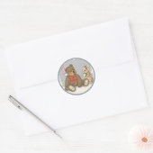 Sneeuw Kerstmis Teddy en Bunny Ronde Sticker (Envelop)
