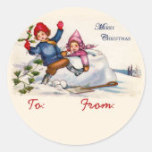 Sneeuw Kinderen Gift Label Stickers (Voorkant)