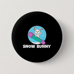 Sneeuw Konijn Schattig Konijn Winter Sneeuw Skiën Ronde Button 5,7 Cm