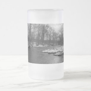 sneeuw langs de James Grayscale Frosted Glass Bee Matglas Bierpul