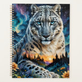 Sneeuw Leopard Castle Moon, Aurora borealis Planner (Voorkant)