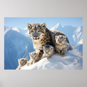 Sneeuw Leopard Dier Wild Beauty Freedom Wilderness Poster