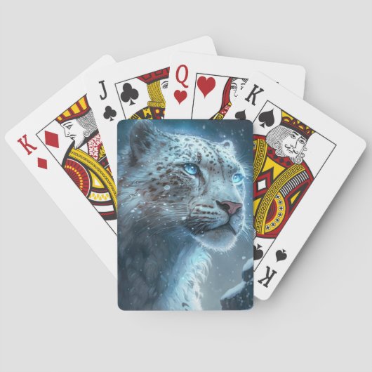Sneeuw Leopard Dierenportret Schilderij Wildlife A Pokerkaarten (Achterkant)